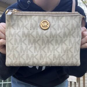 Michael Kors Neutral Tan MK Crossbody Purse